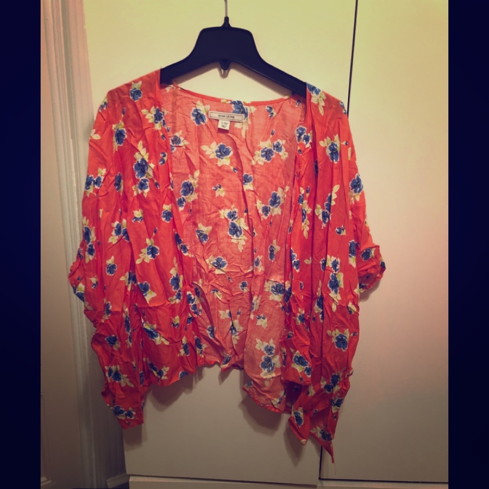 Coral open kimono